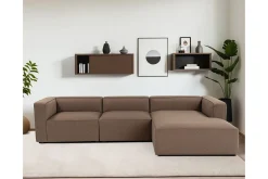 Sofa Med Sjeselong-Abbas 4-seters Sofa med Divan Brun