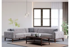 Sofa Med Sjeselong-Adelphe 4-seters Sofa med Divan Lysegrå