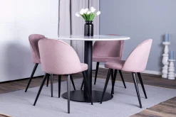 Venture Home Admira spisebord med 4 Valeri Spisestoler - Rosa Cordfløyel