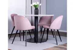 Venture Home Admira spisebord med 4 Valeri Spisestoler - Rosa Cordfløyel