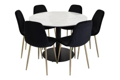 Venture Home Spisegrupper-Admira Spisegruppe 106 cm Rund med 6 Pontus Stoler Hvit/Svart