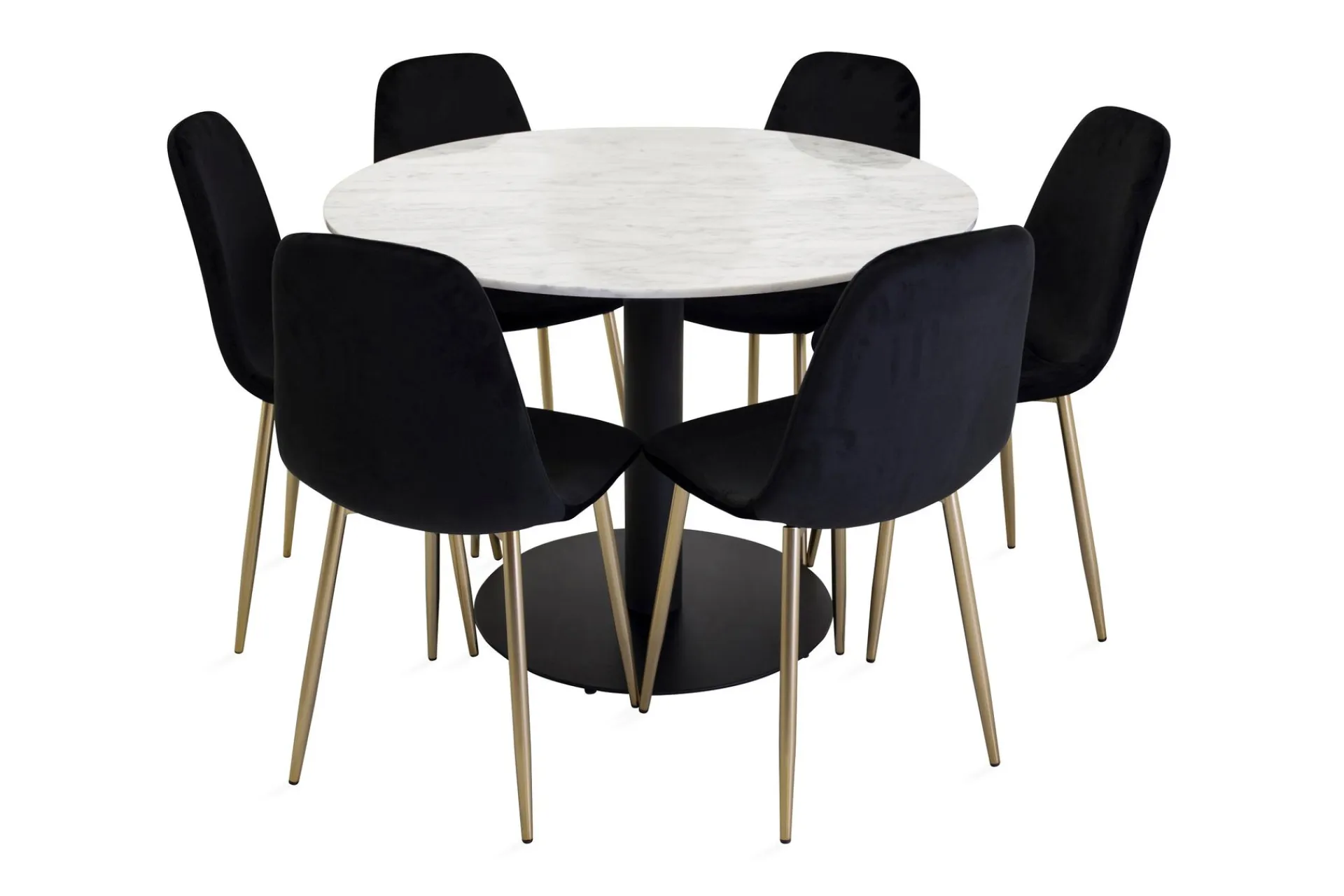 Venture Home Spisegrupper-Admira Spisegruppe 106 cm Rund med 6 Pontus Stoler Hvit/Svart