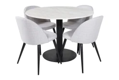 Venture Home Spisegrupper-Admira Spisegruppe 106 cm Rundt Marmor inkl. 4 Sedavi Stoler Hvit/Svart