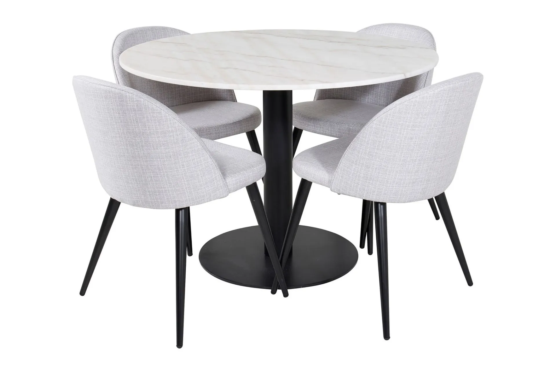 Venture Home Spisegrupper-Admira Spisegruppe 106 cm Rundt Marmor inkl. 4 Sedavi Stoler Hvit/Svart