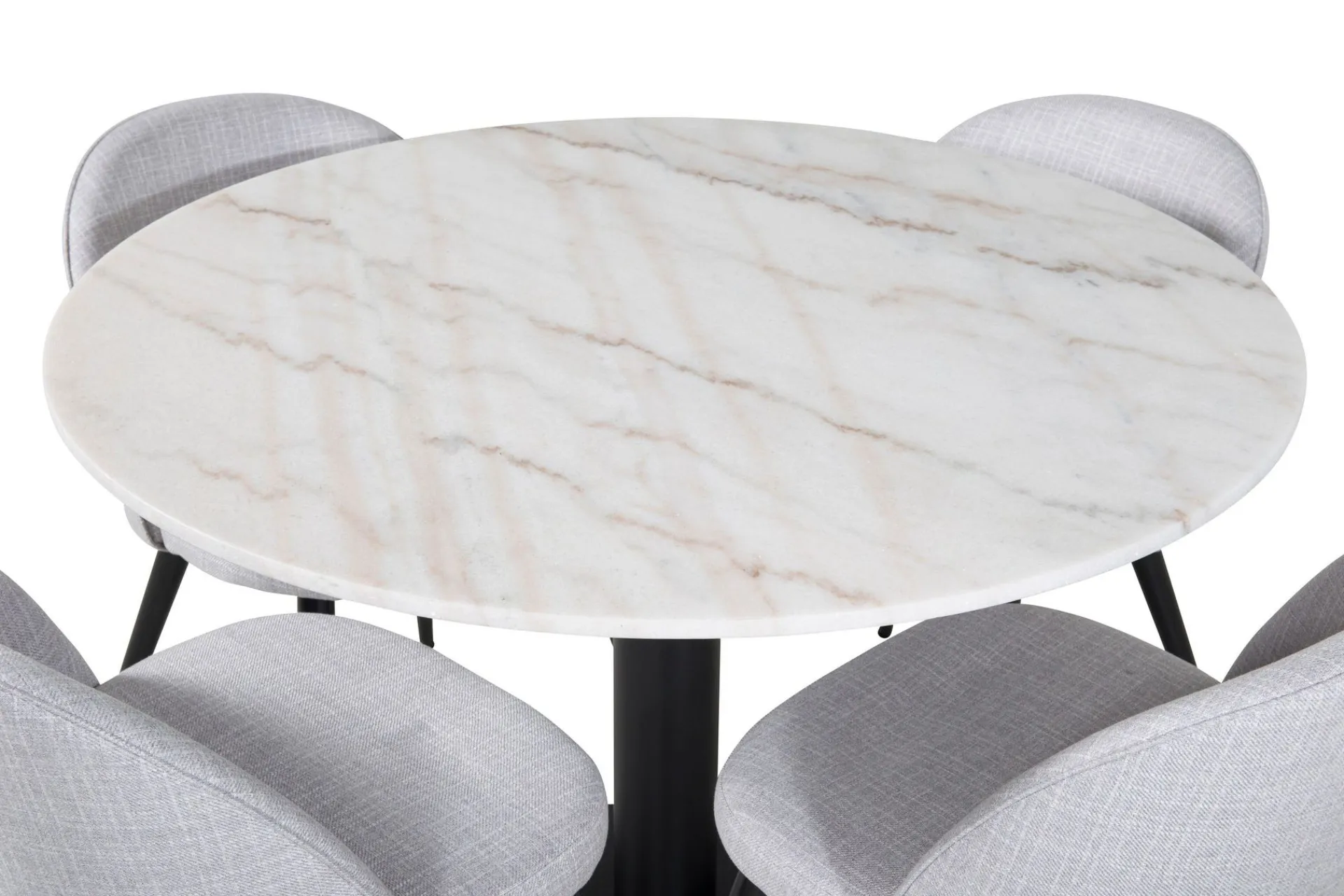 Venture Home Spisegrupper-Admira Spisegruppe 106 cm Rundt Marmor inkl. 4 Sedavi Stoler Hvit/Svart