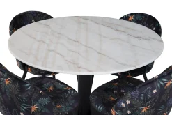 Venture Home Spisegrupper-Admira Spisegruppe 106 cm Rundt Marmor inkl. 4 Sedavi Stoler Hvit/Svart