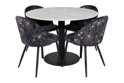Venture Home Spisegrupper-Admira Spisegruppe 106 cm Rundt Marmor inkl. 4 Sedavi Stoler Hvit/Svart