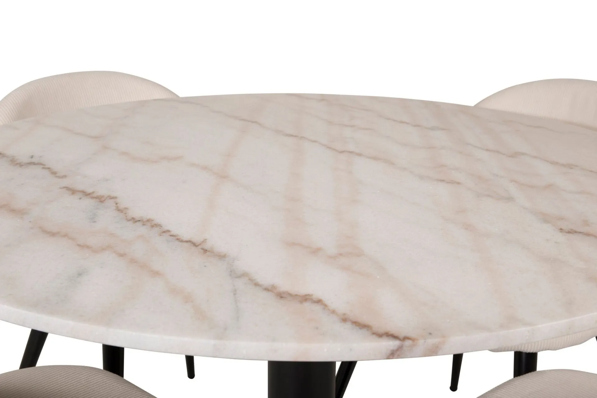 Venture Home Admira Spisegruppe 106 cm Rundt Marmorbord med 4 Valera Spisestoler