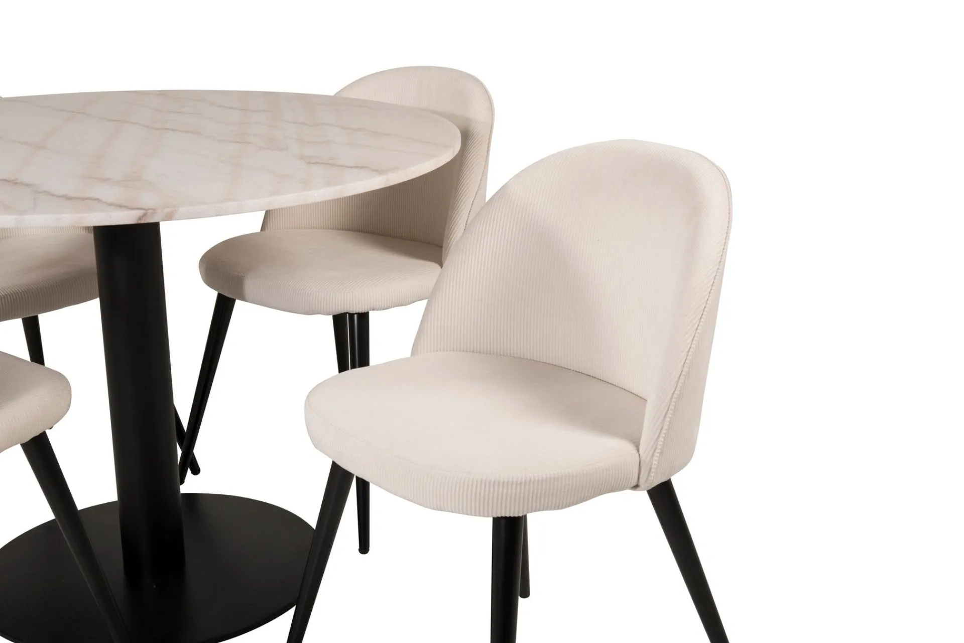 Venture Home Admira Spisegruppe 106 cm Rundt Marmorbord med 4 Valera Spisestoler