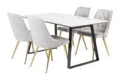 Venture Home Admira Spisegruppe med 4 Valera Lyx Fløyelsstoler