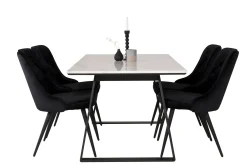 Venture Home Admira Spisegruppe med 4 Valera Lyx Fløyelstol