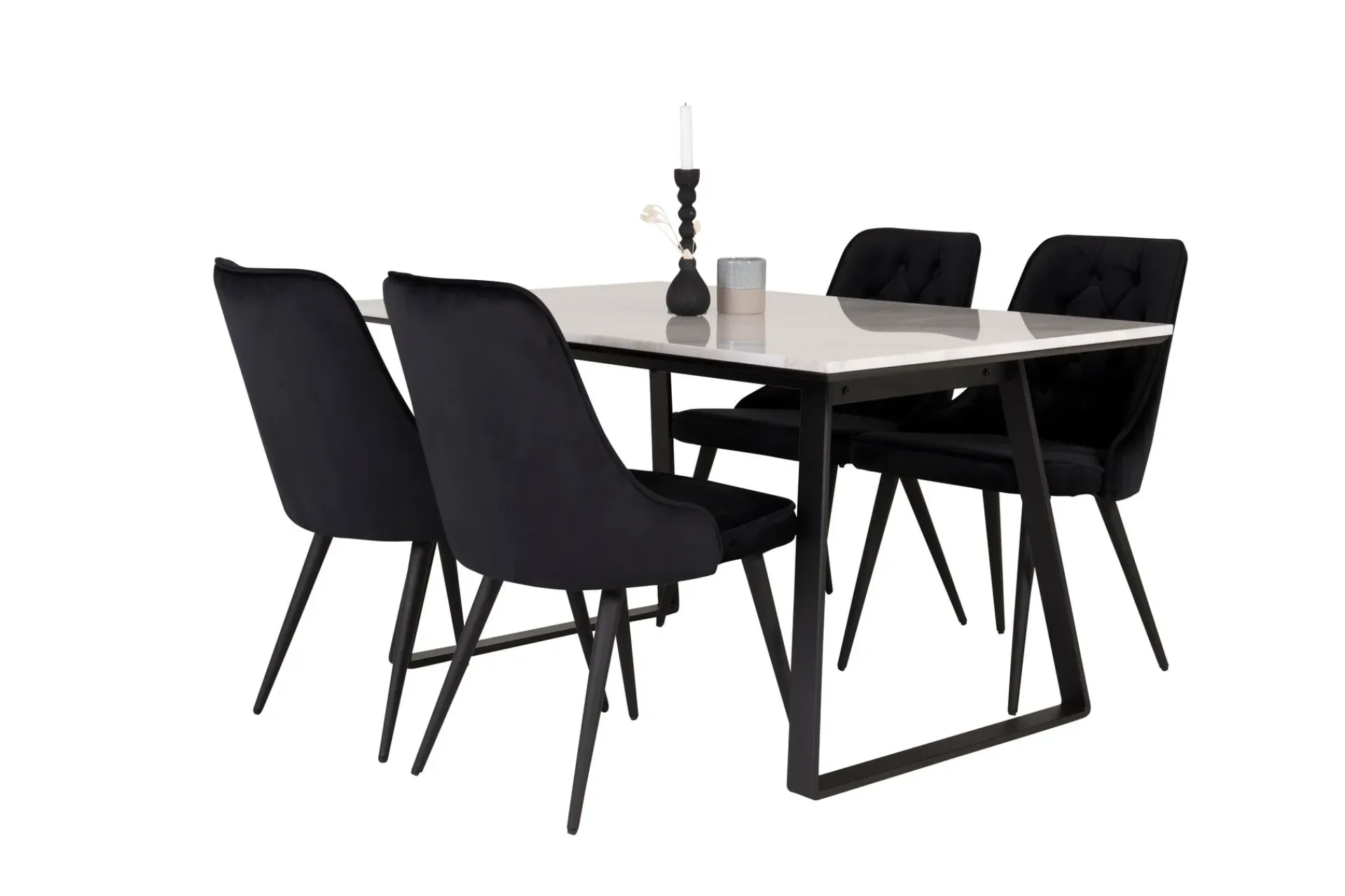 Venture Home Admira Spisegruppe med 4 Valera Lyx Fløyelstol