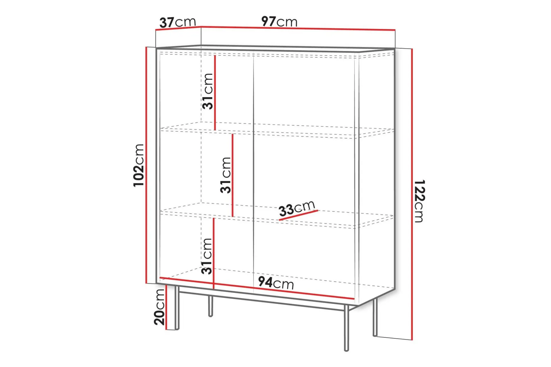 Kommode|Entrekommode-Akansh Kommode 97 cm Beige