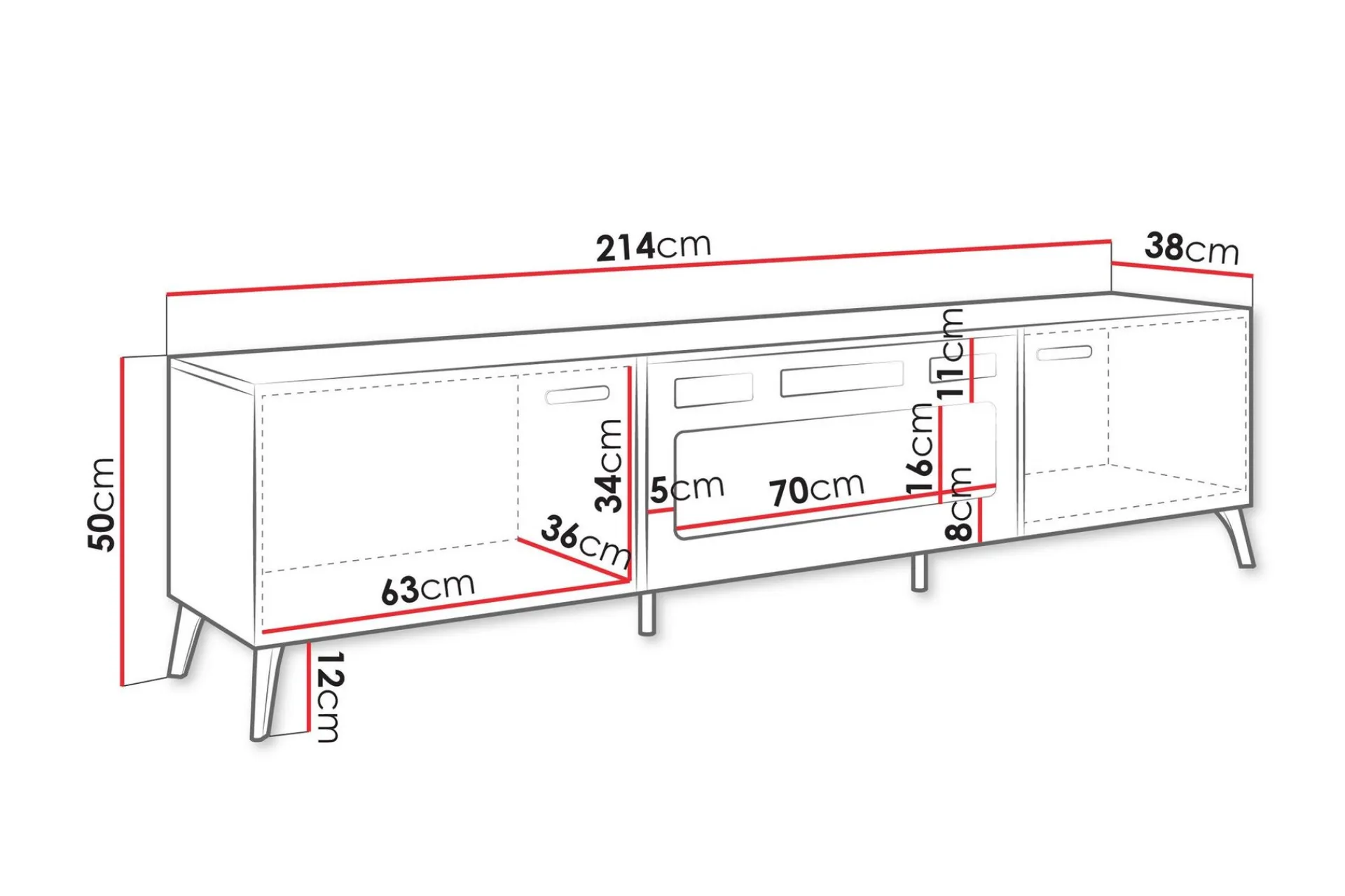 Tv-Skap|Tv-Benk & Mediabenk-Akihiko TV-benk 214 cm Hvit