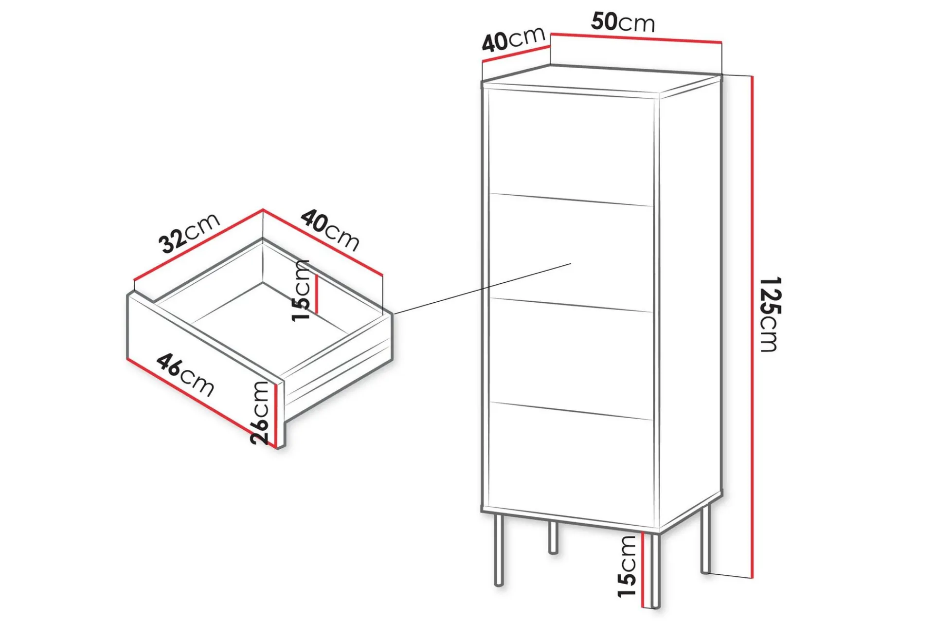 Kommode|Entrekommode-Akiko Kommode 50 cm Grønn
