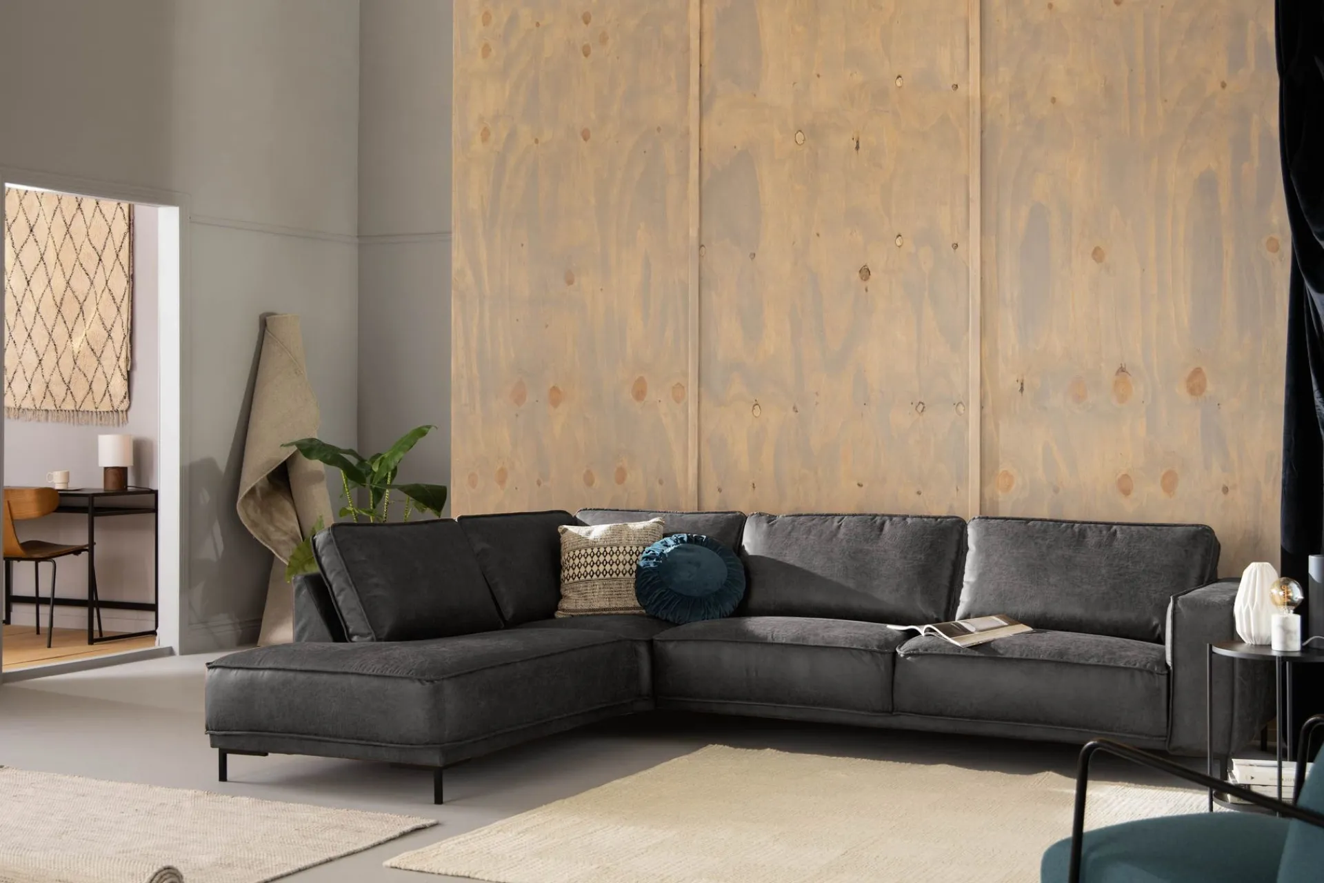 Manor House Akron 2,5-seter Sofa med Sjeselong Venstre Bonded Lær