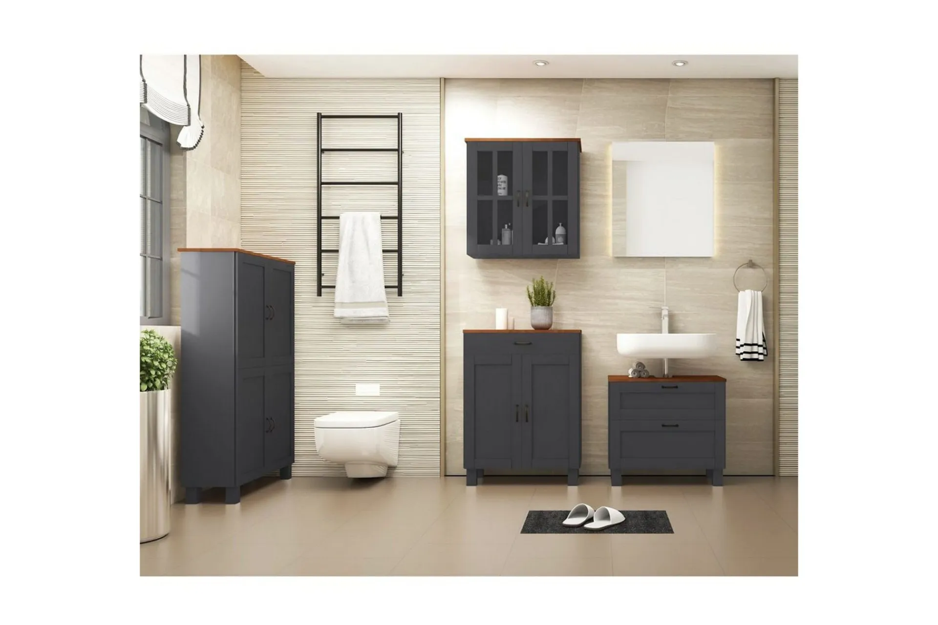 Loft24 Baderom|Baderomsskap-Alby Høyskap til Bad 130x75x30 cm Grey