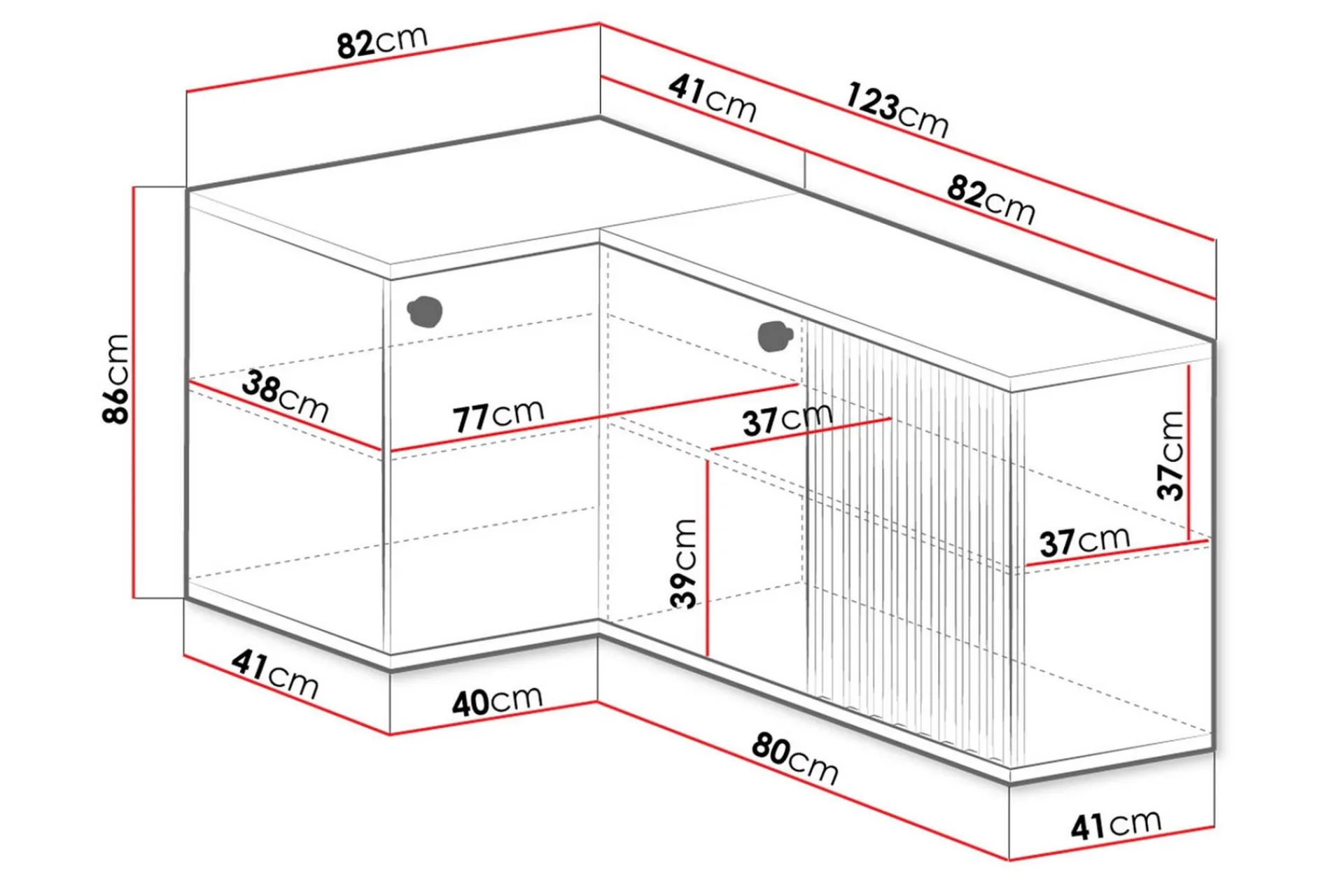 Aldbrough Hjørnekommode 123x86x82 cm