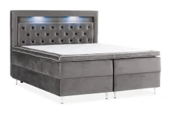 Cloud47 Kontinentalsenger|Seng Med Oppbevaring-Alessia Komplett Sengpakke med Oppbevaring LED-belysning 180x200 cm Mørkegrå