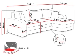 Hjørnesofa-Alvared 3-seters Divansofa grey