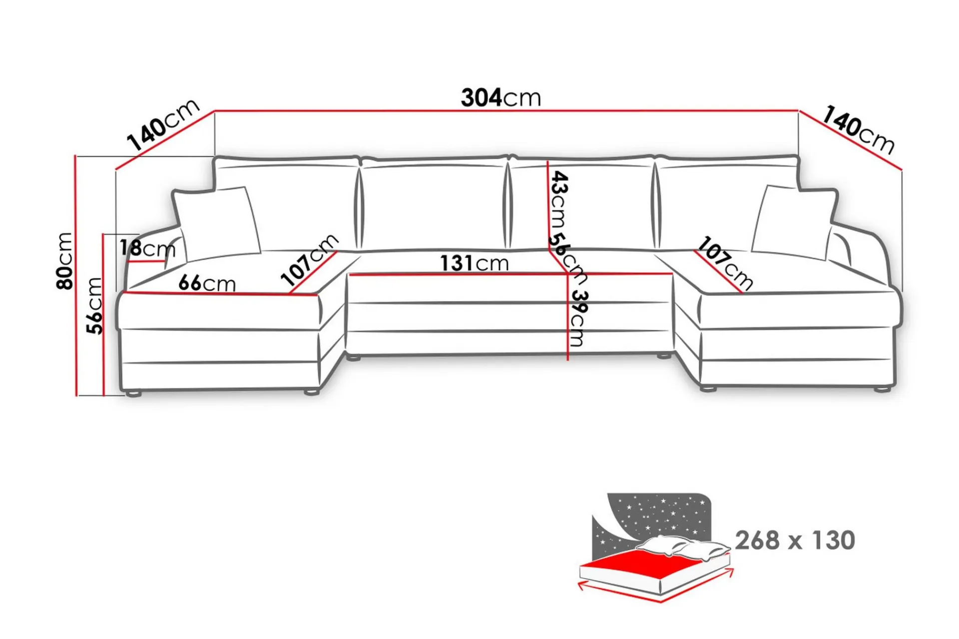 Majestic Furniture Sovesofaer-Alvared 4-seters Sovesofa med Dobbeldivan med Oppbevaring Irma 10 + Irma 1