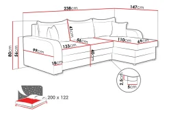 Majestic Furniture Alvared Sofa med Sjeselong 3-seter