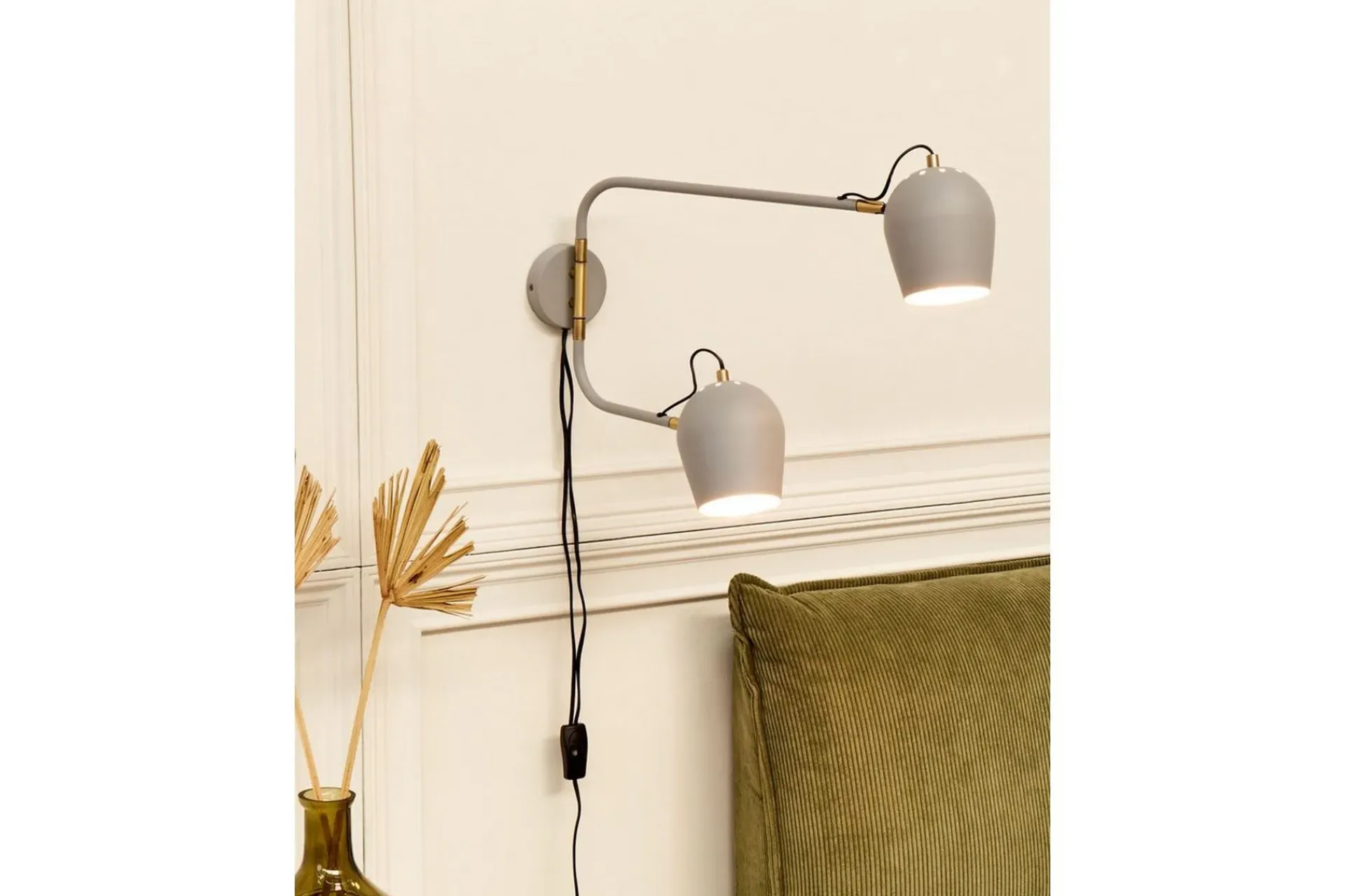 Nattbordslampe-Alvarita Vegglampe E27 Lysegrå