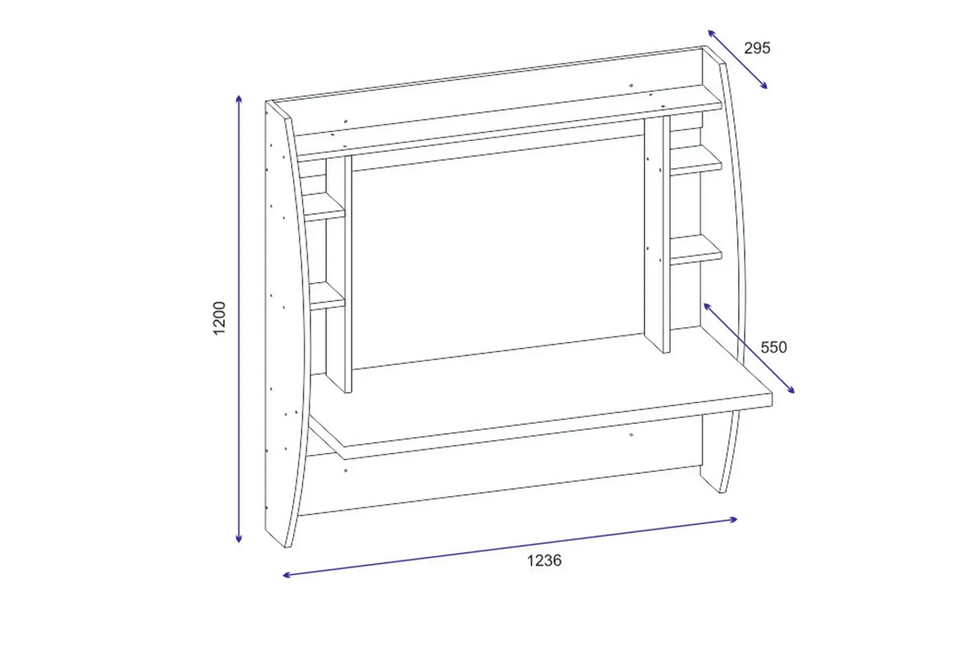 Ambalaj Veggskrivebord 120 cm med Oppbevaringshyller