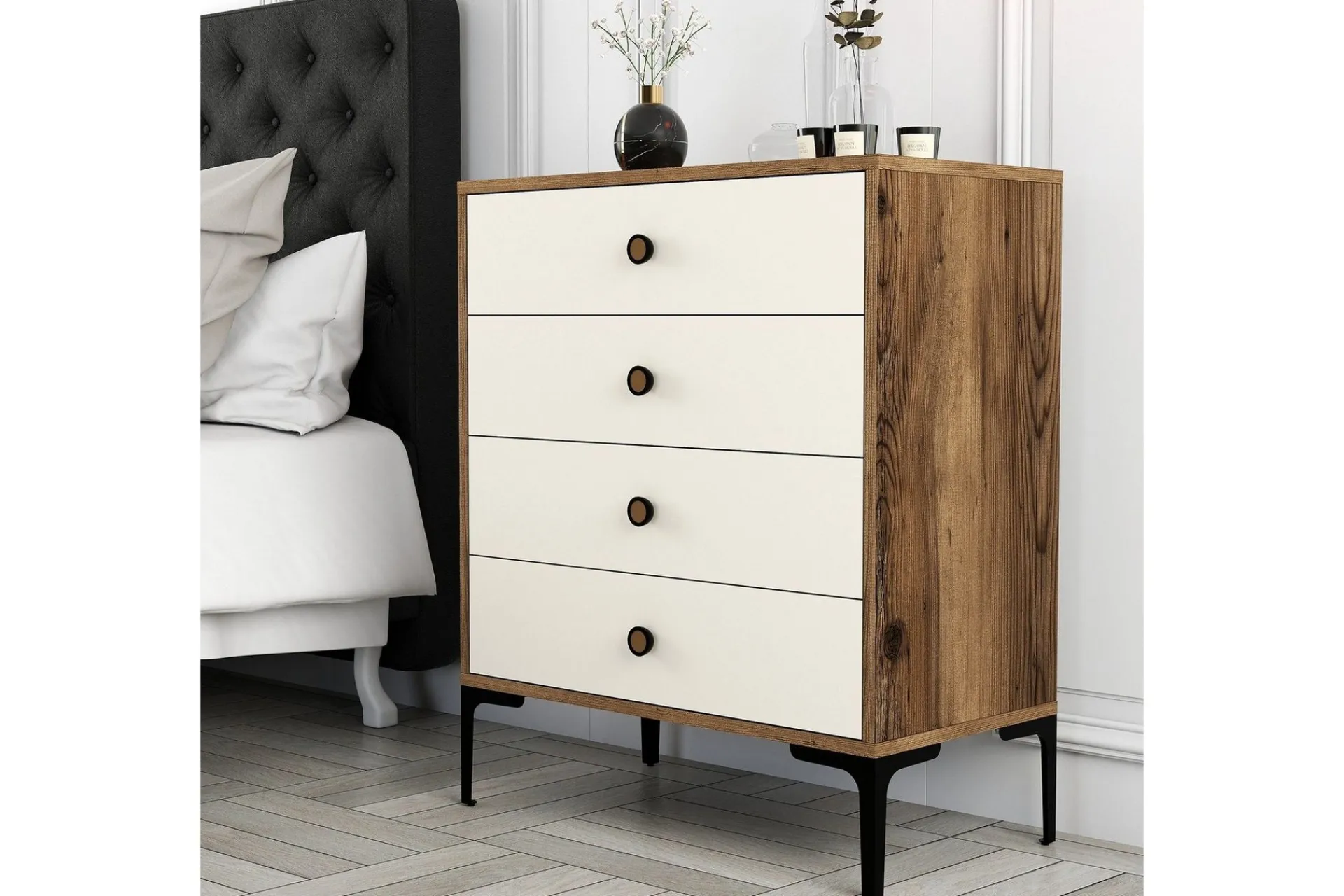 Kommode|Entrekommode-Ameias Kommode 76x90,7 cm Brun/Beige