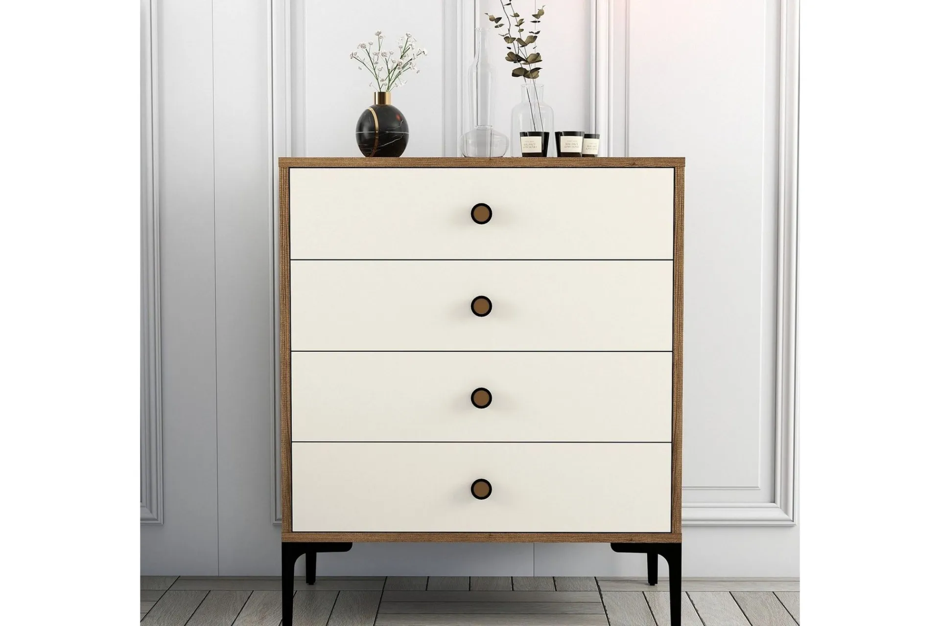 Kommode|Entrekommode-Ameias Kommode 76x90,7 cm Brun/Beige