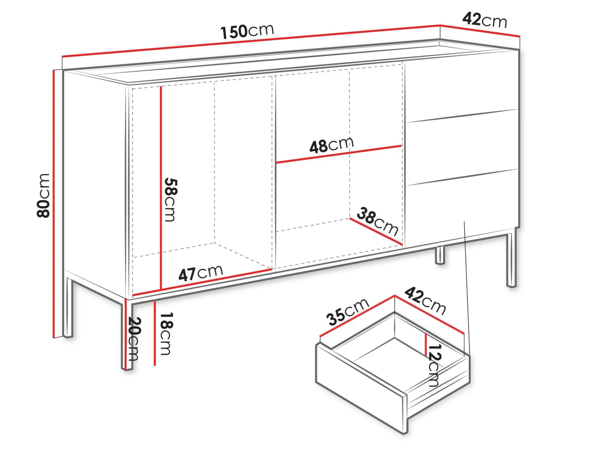 Amelus Skjenk 150x42 cm