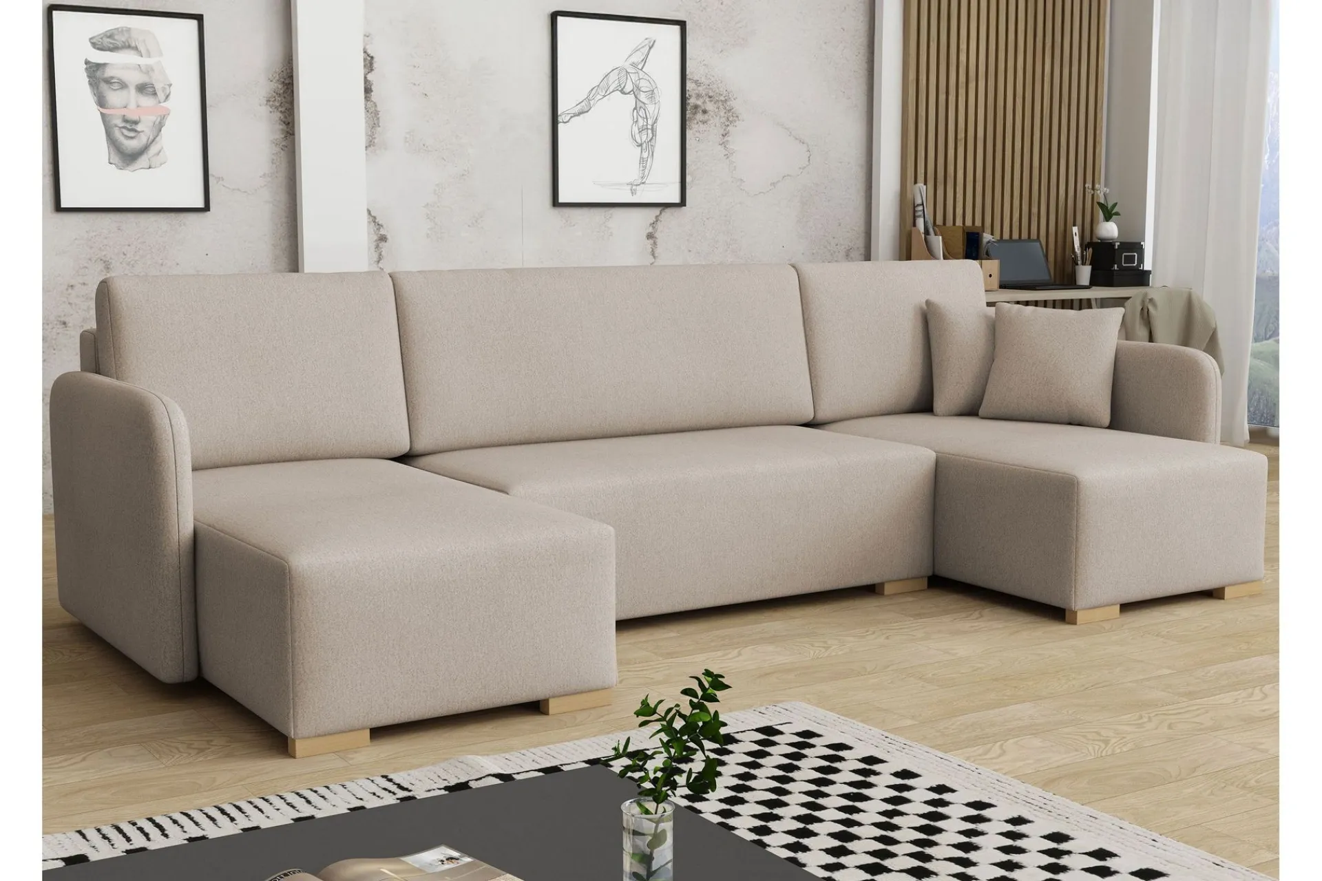 Sovesofaer-Amelus Sovesofa Dobbel Divan 4-Seter Beige