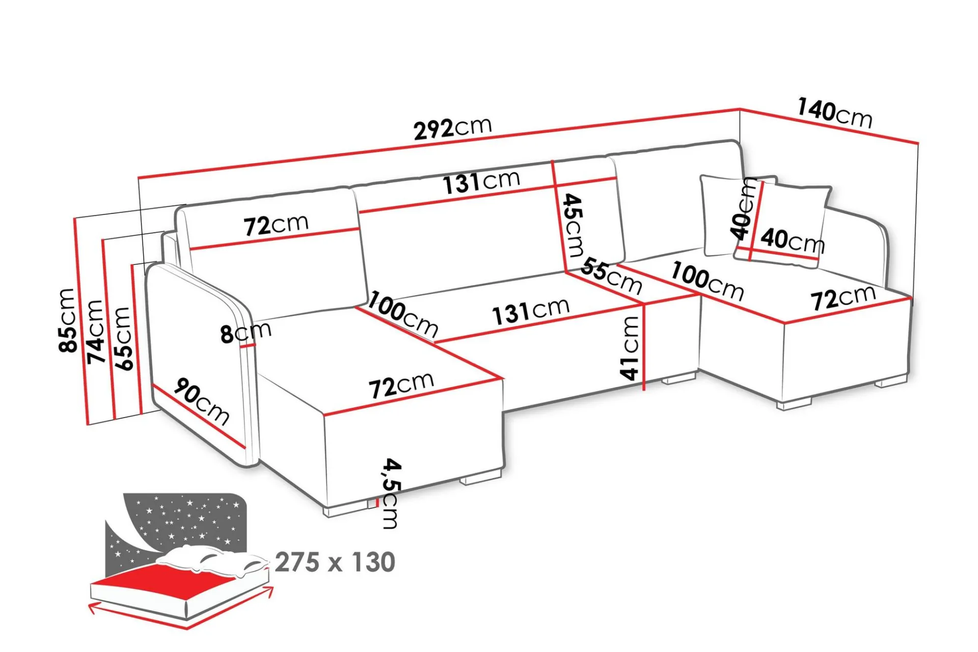 Sovesofaer-Amelus Sovesofa Dobbel Divan 4-Seter Beige