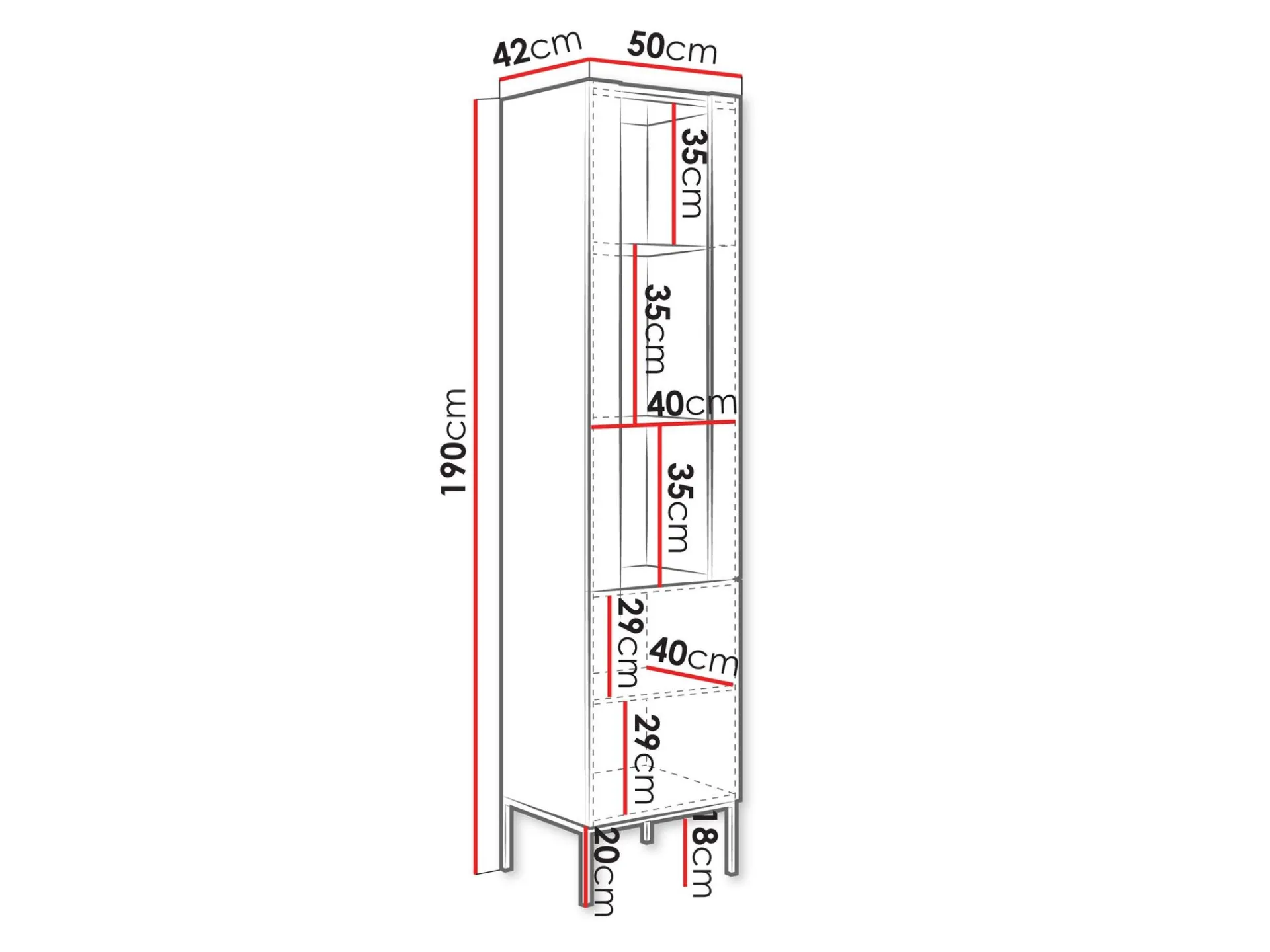 Vitrineskap|Skap-Amelus Vitrineskap 50x190 cm Brun,Svart