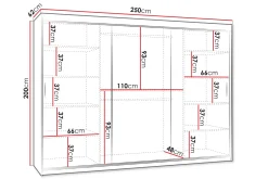 Garderober & Garderobesystem-Amira Garderobeskap Med Speil 250x200 cm Svart