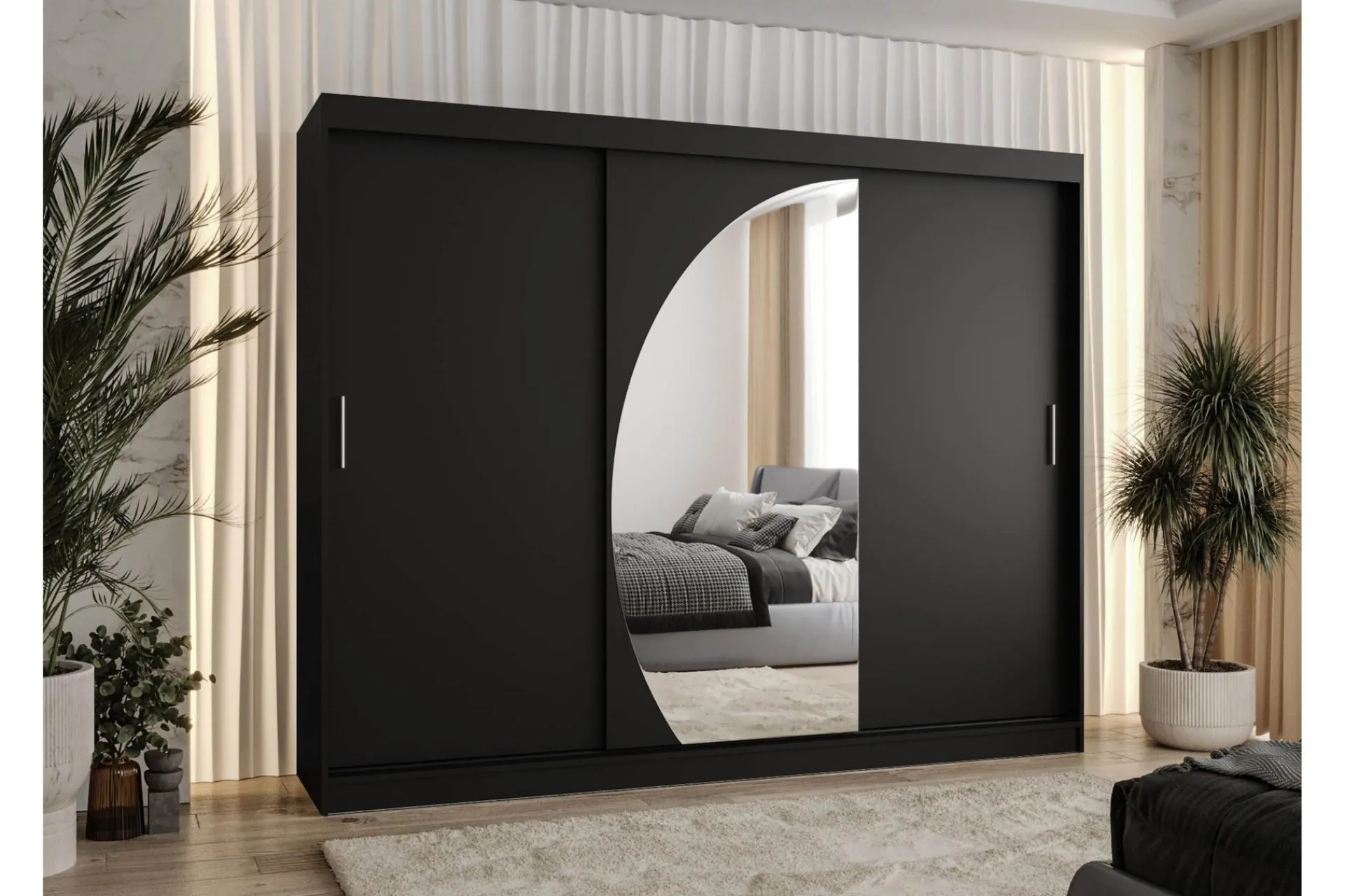 Garderober & Garderobesystem-Amira Garderobeskap Med Speil 250x200 cm Svart