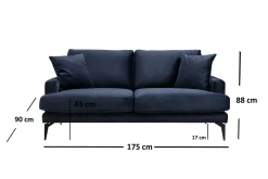 Velour Sofa & Fløyel Sofa-Andary 2-Seter Sofa Blå