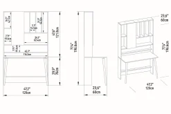 Kontorbord-Andifli Skrivebord 60x196,6x120 cm med oppbevaring Hvit