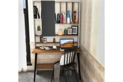 Kontorbord-Andifli Skrivebord 60x196,6x120 cm med oppbevaring Hvit