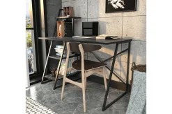 Kontorbord-Andifli Skrivebord 60x120x120 cm med oppbevaring Svart