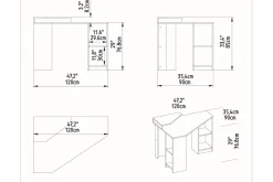 Kontorbord-Andifli Skrivebord 90x76,8x120 cm med oppbevaring Brun