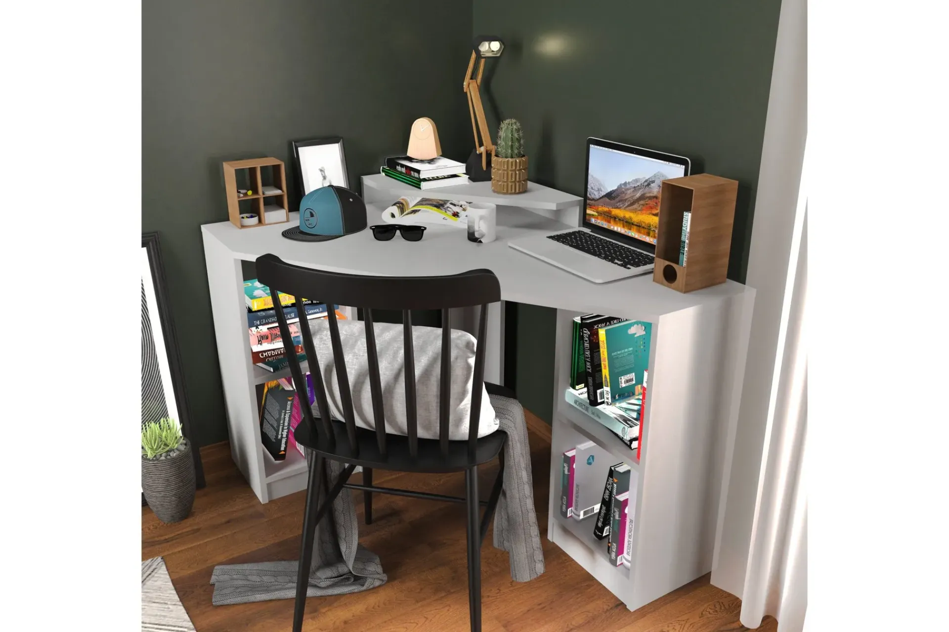 Andifli Skrivebord 90x76,8x120 cm med oppbevaring