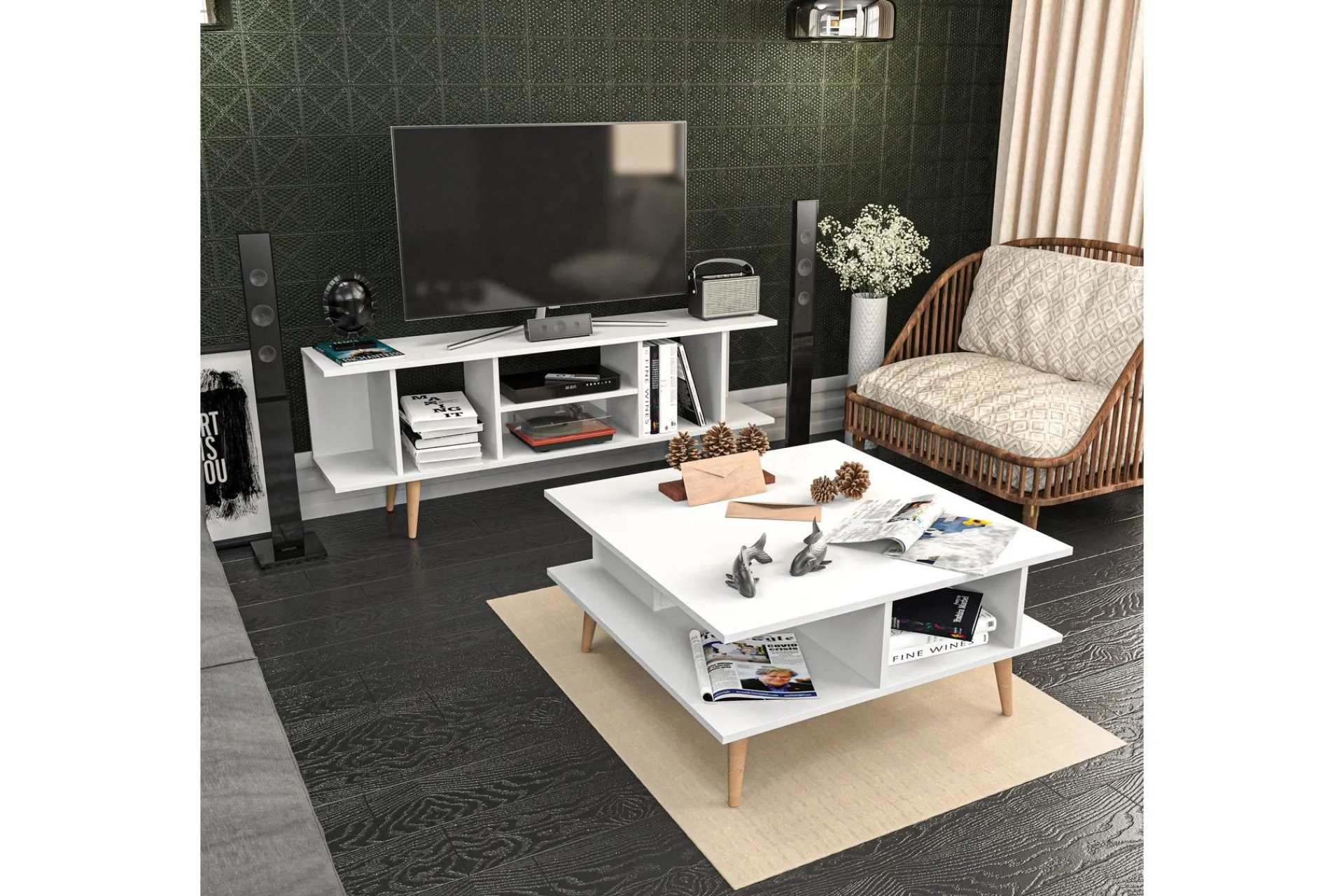 Sofabord-Andifli Sofabord 89x44x89 cm Hvit