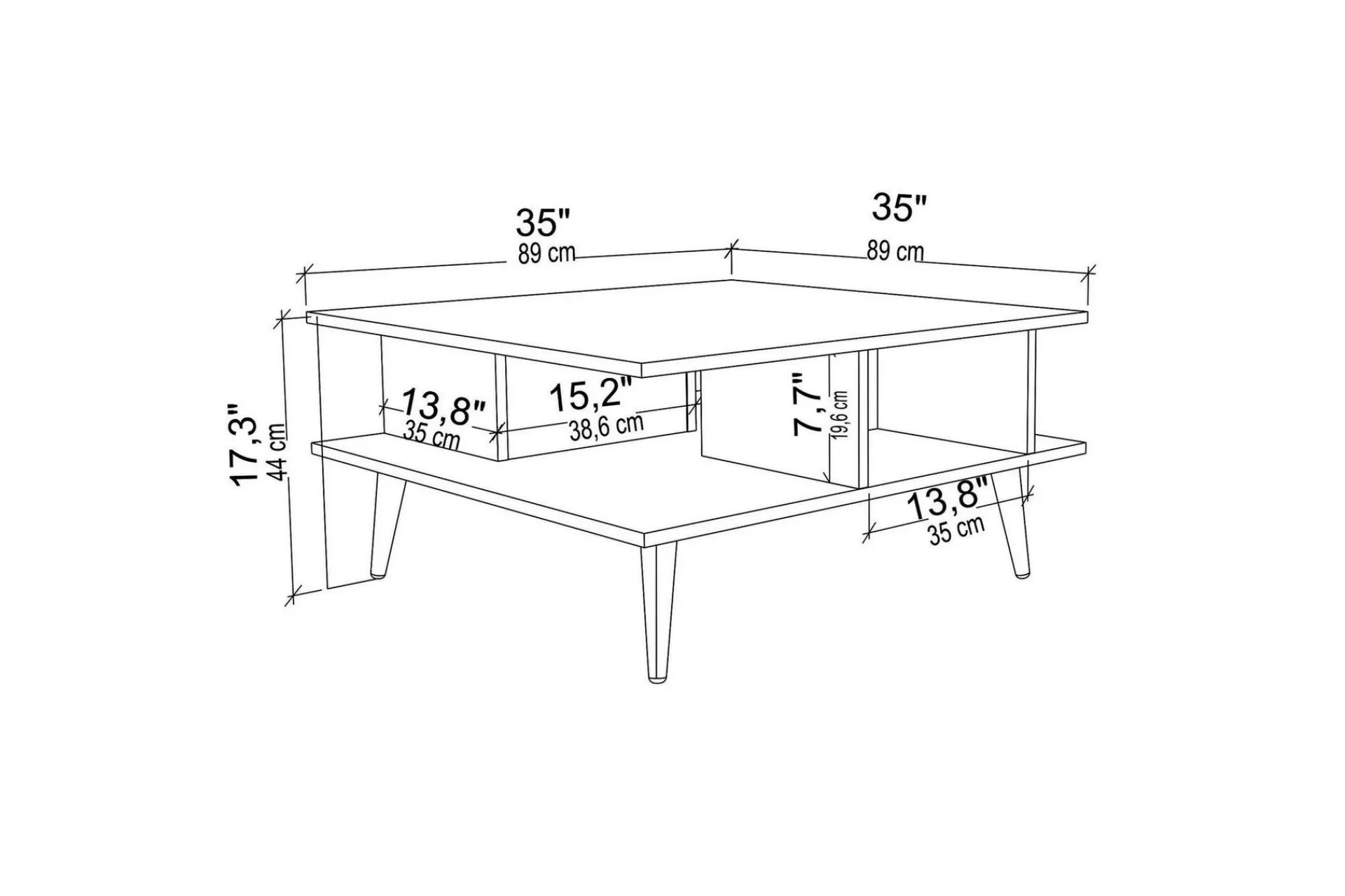 Sofabord-Andifli Sofabord 89x44x89 cm Hvit