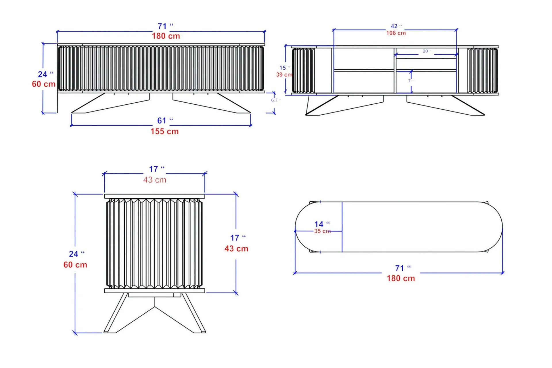 Andifli Tv-benk 180x60 cm