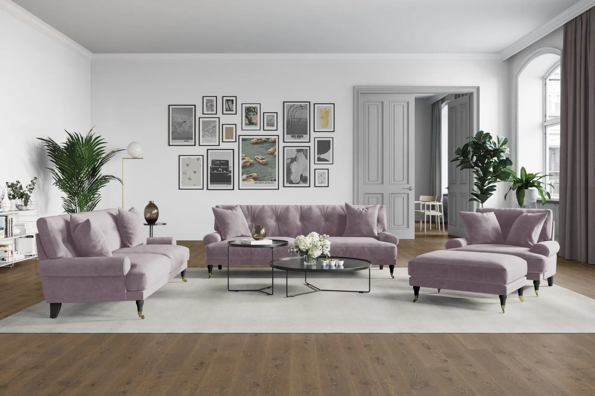 Bloomington Velour Sofa & Fløyel Sofa-Andrew 2-seters Fløyelssofa Lilla