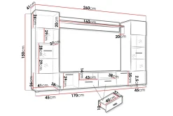 Concept 55 Apryl Modern TV mediamøbel med vitrineskap og LED-belysning