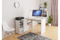 Kontorbord-Armacao Hjørneskrivebord 120 cm med Oppbevaring Beige,Hvit