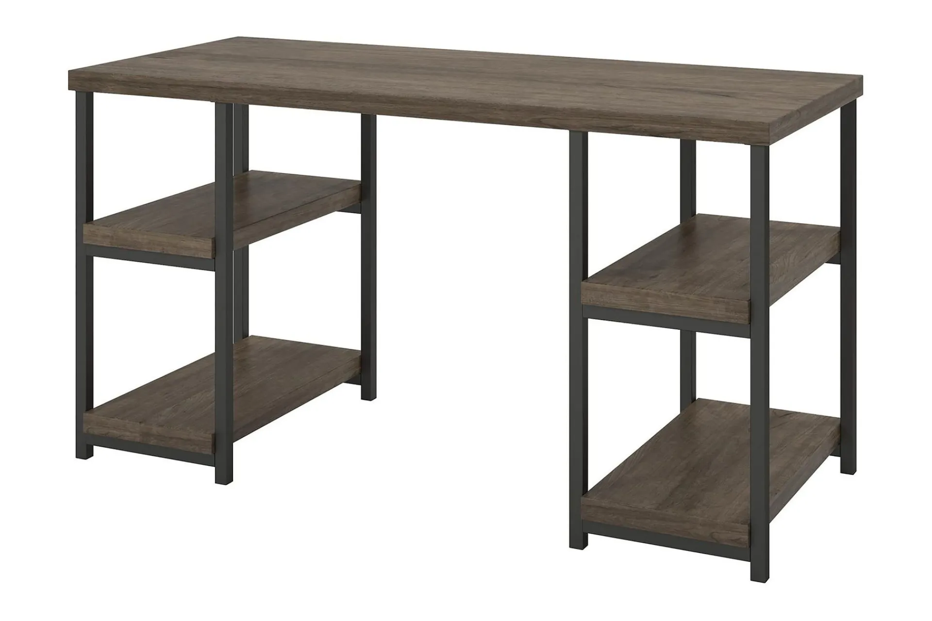 Dorel Home Kontorbord-Ashlar Skrivebord 137 cm med Oppbevaring 4 Hyller /Svart Brun