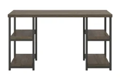 Dorel Home Kontorbord-Ashlar Skrivebord 137 cm med Oppbevaring 4 Hyller /Svart Brun